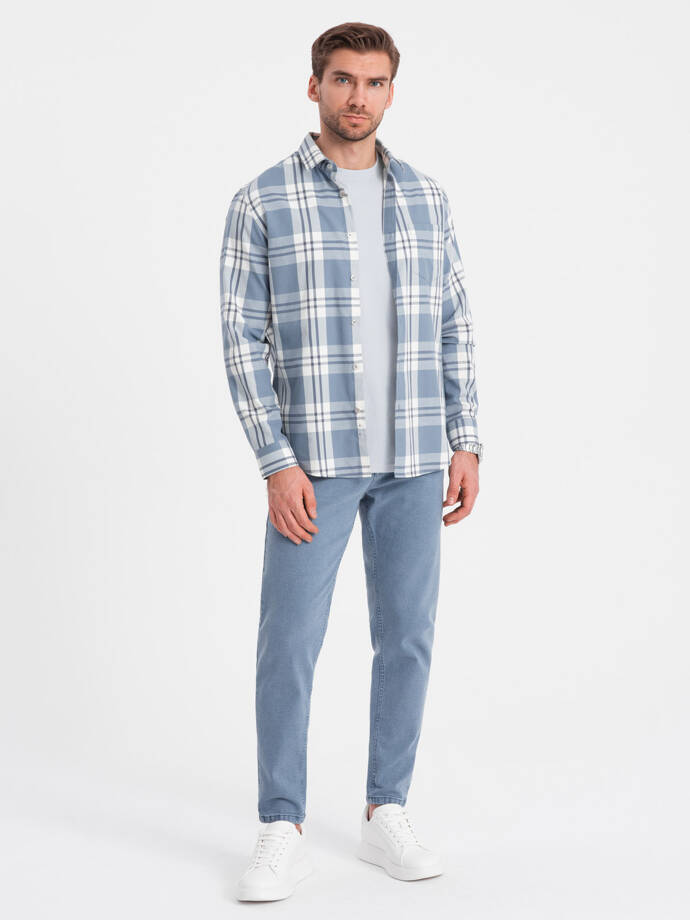 Pánské džínové kalhoty bez oděru SLIM FIT - modré V3 OM-PADP-0148