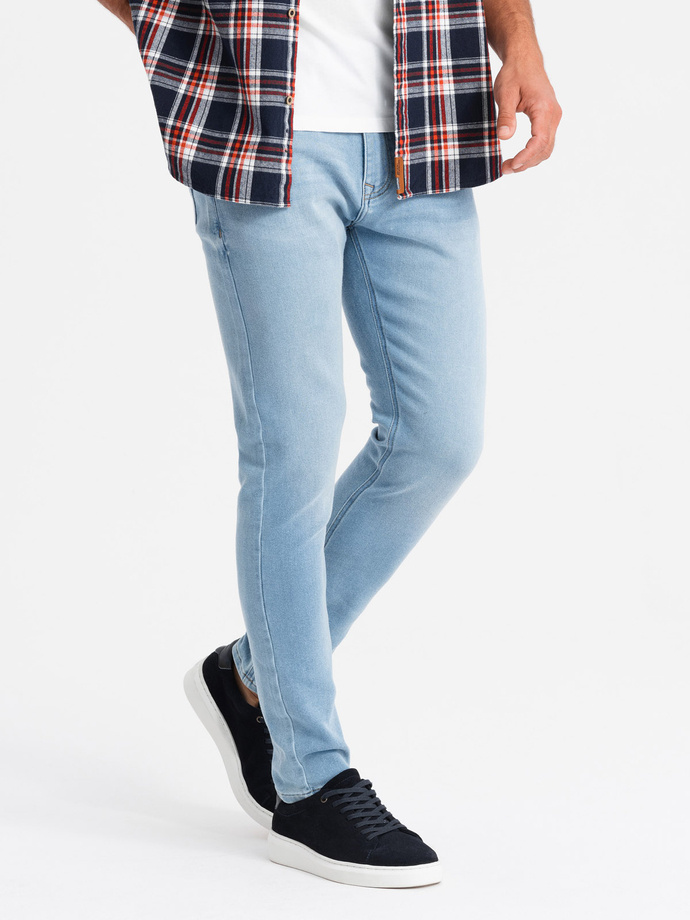 Pánské džínové kalhoty na míru SLIM FIT s elastanem - modré V3 OM-PADP-0214