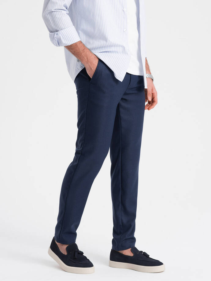 Pánské klasické chino kalhoty SLIM FIT - tmavě modré V1 OM-PACP-0182