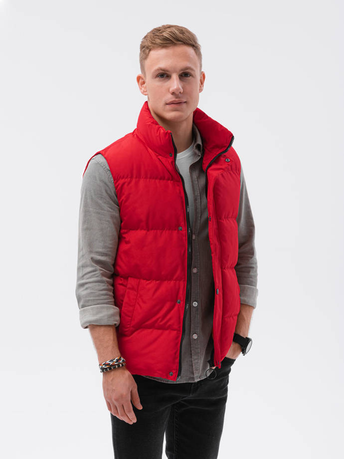 Men's quilted vest - red V37 | Ombre.com - Men's clothing online