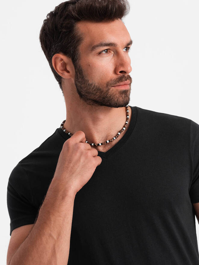 BASIC men's classic cotton T-shirt with a crew neckline - black V1 OM-TSBS-0145