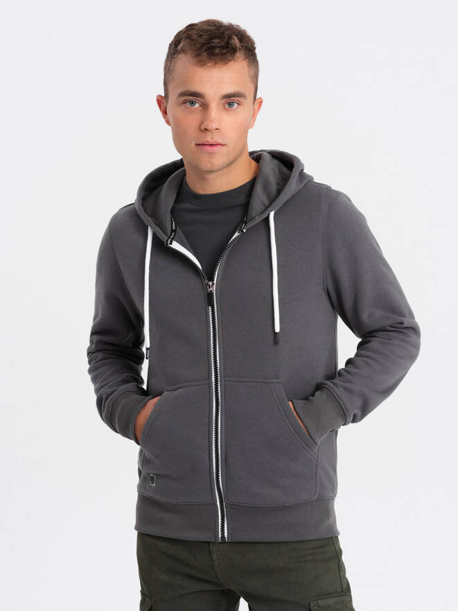 BASIC men's zip-up hoodie - graphite V10 OM-SSBZ-0118