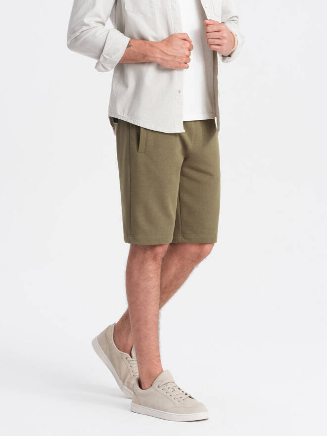 Men's BASIC cotton sweat shorts - olive V2 OM-SRBS-0149