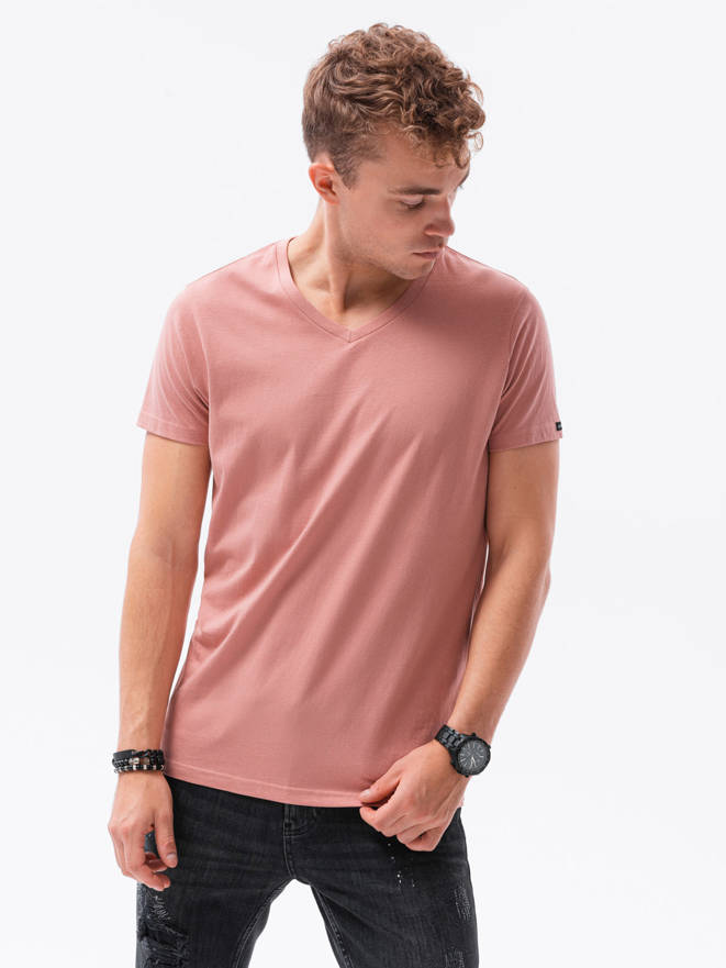 Men's classic BASIC v-neck T-shirt - pink V7 S1369