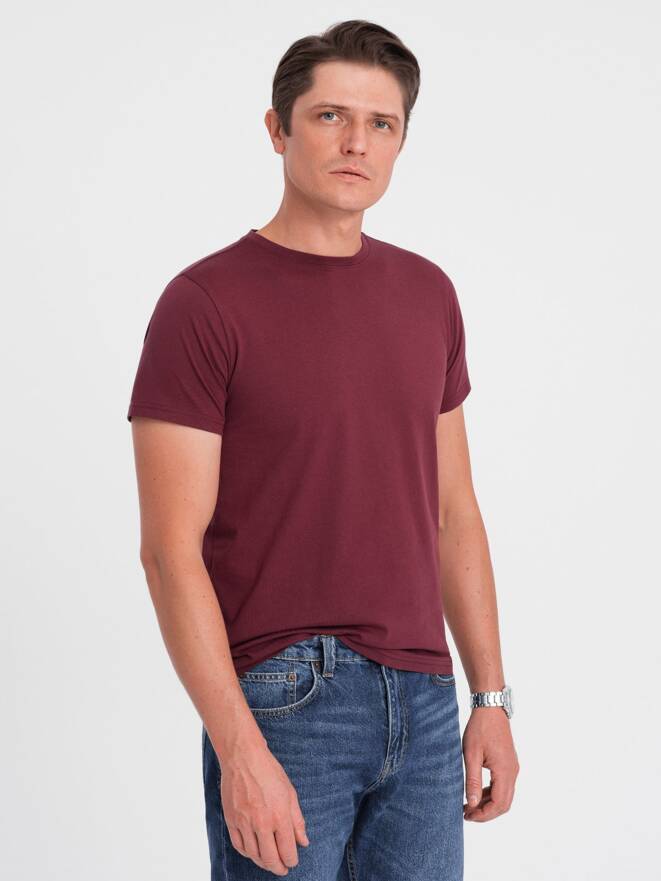 Men's classic cotton BASIC T-shirt - maroon V6 OM-TSBS-0146