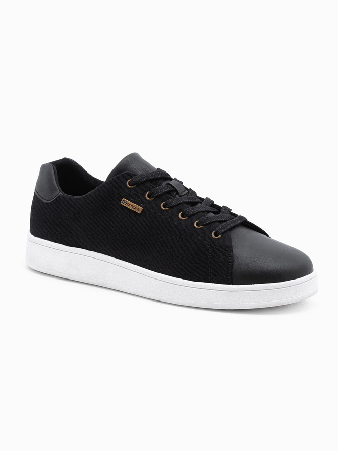 Men's combined material sneakers shoes - black V2 OM-FOCS-0108