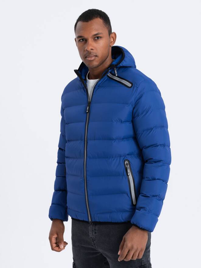 Men's winter quilted jacket - indigo C451