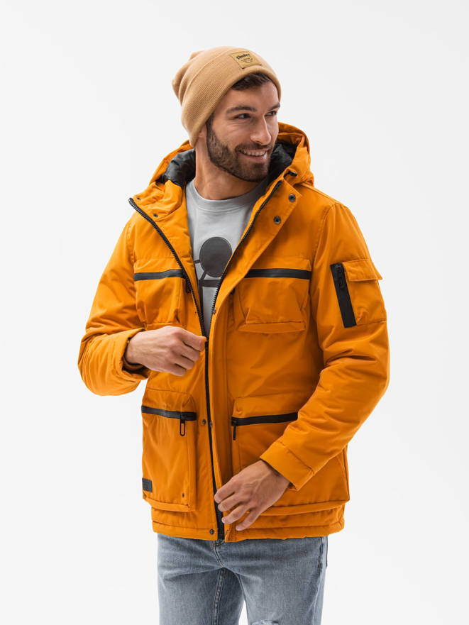 Men's winter quilted jacket - mustard C450