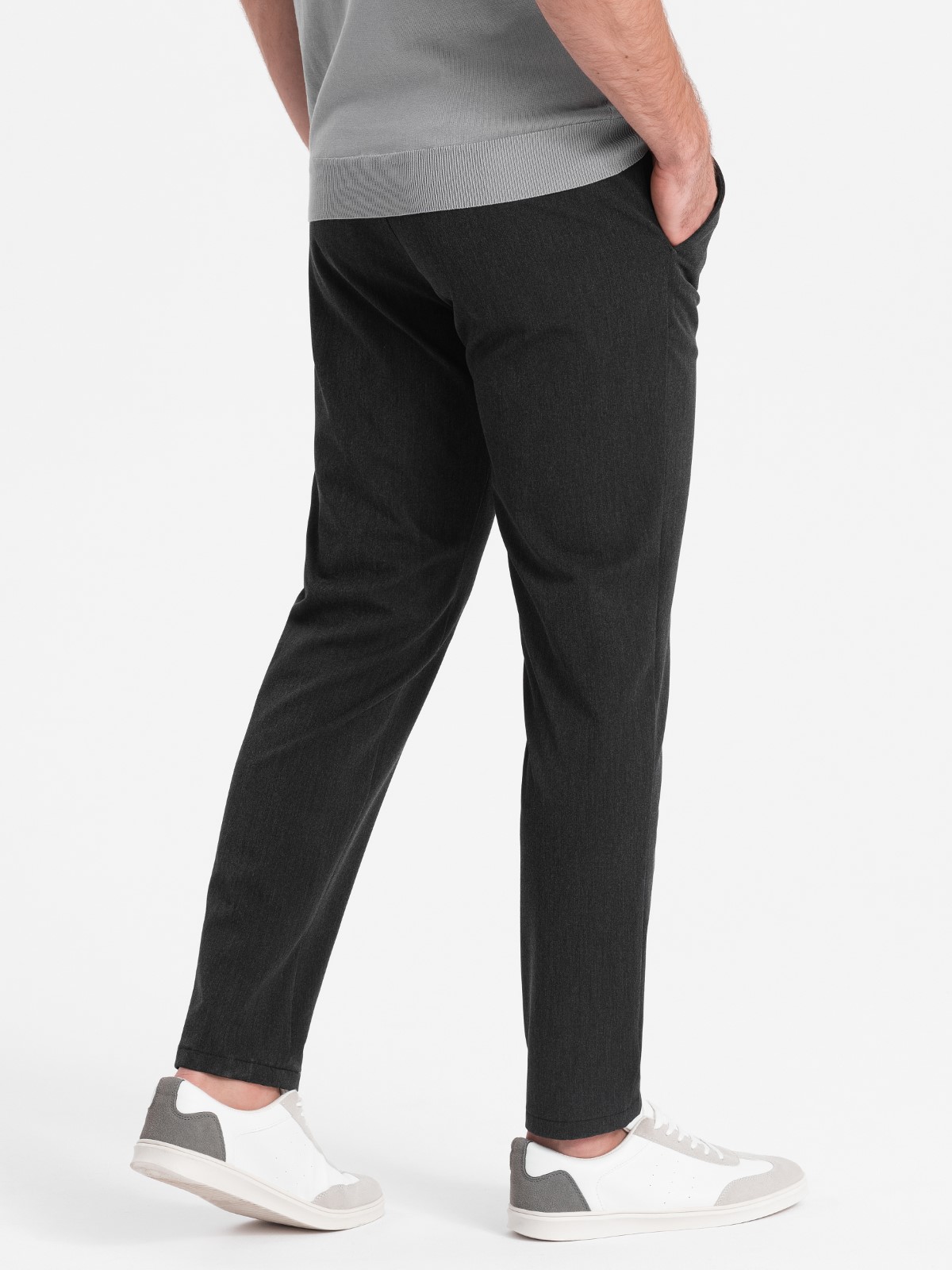 Elegant men's SLIM FIT chino pants - graphite V2 OM-PACP-0191