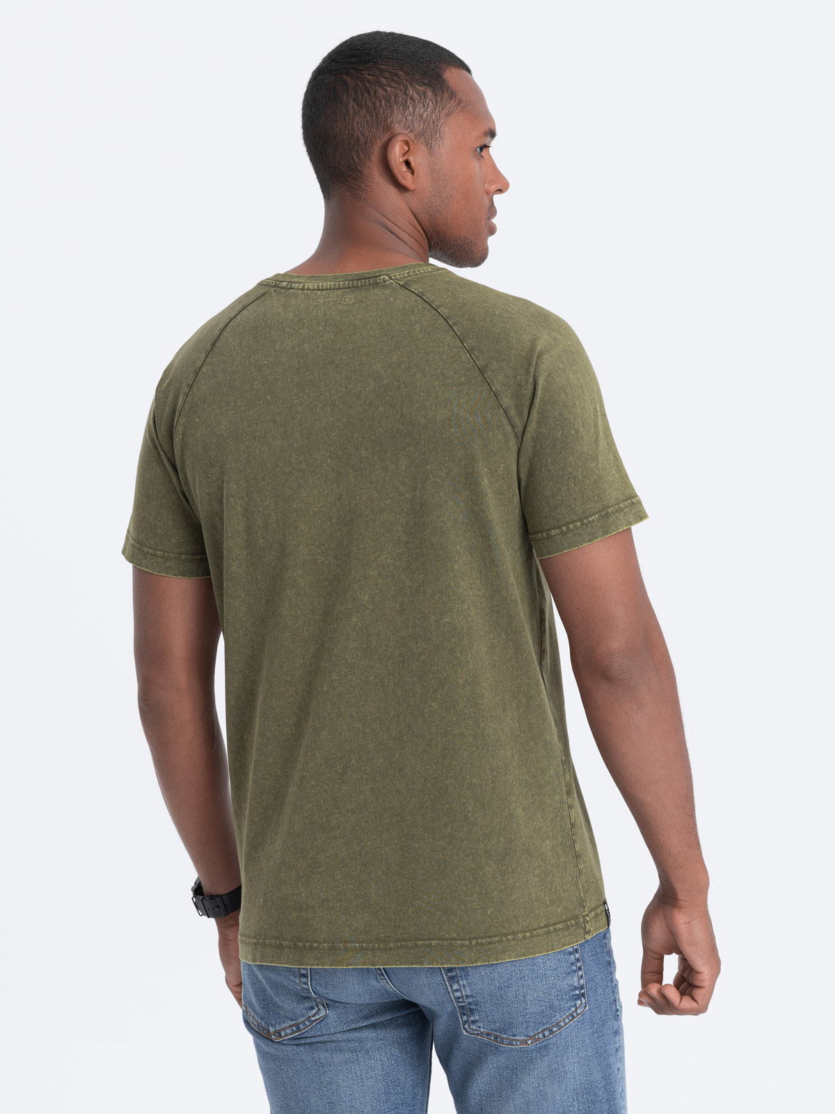 Men\'s T-shirt with henley neckline - dark olive V4 S1757 | Ombre.com -  Men\'s clothing online