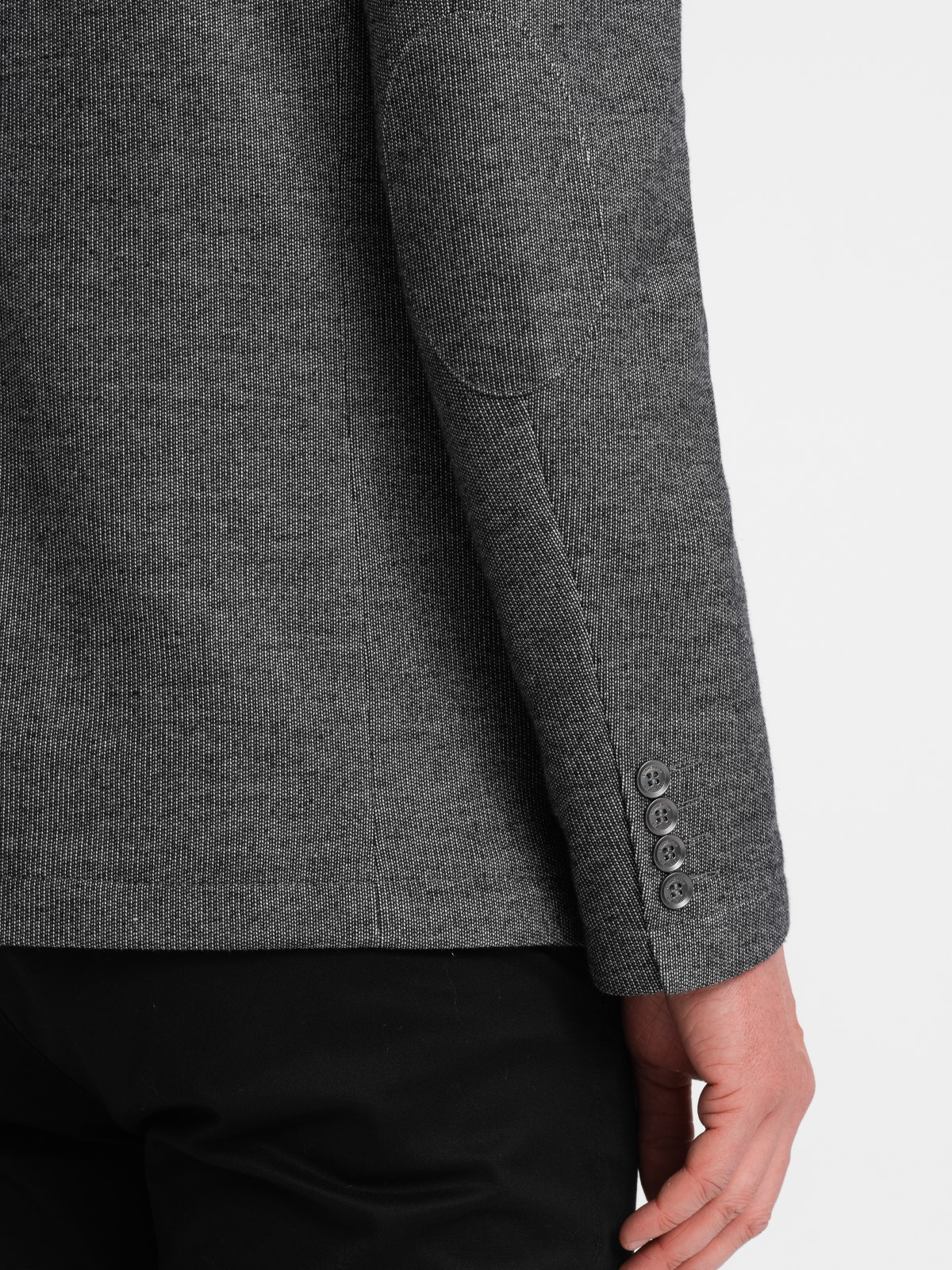 Men's blazer with elbow patches black V5 OMBLZB0108