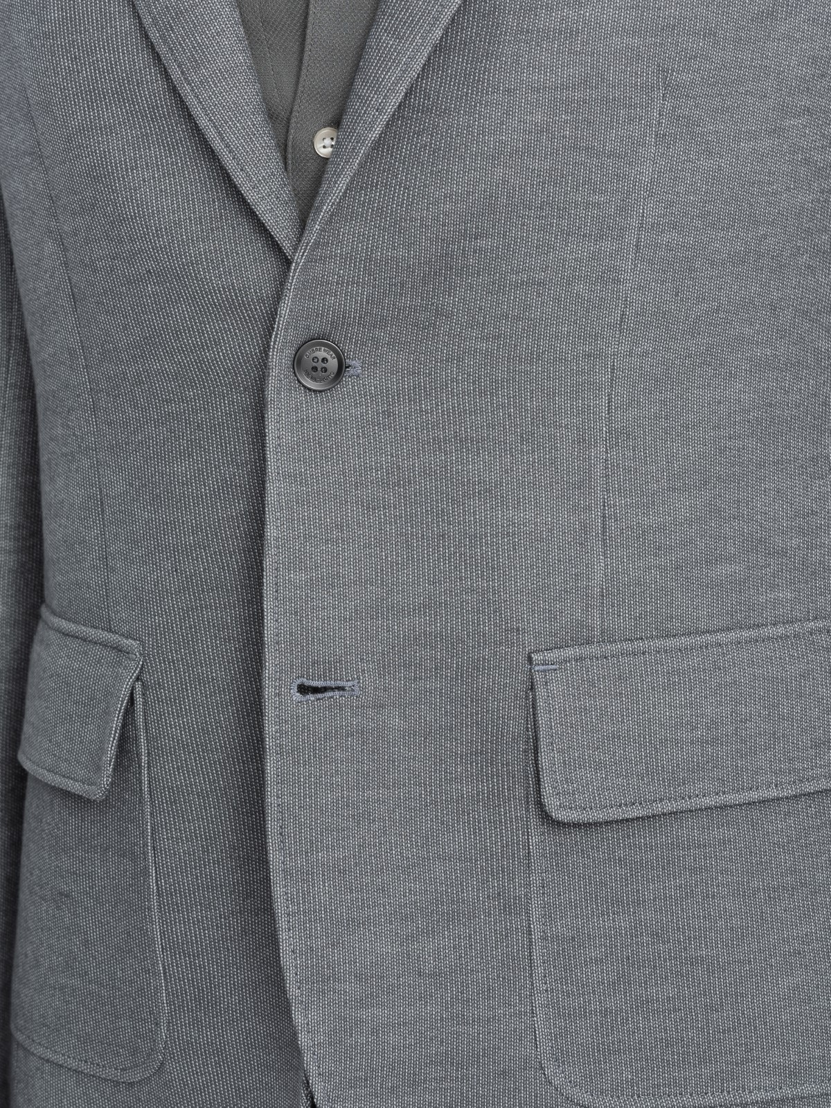 Men's blazer with elbow patches light grey V1 OMBLZB0108 Ombre