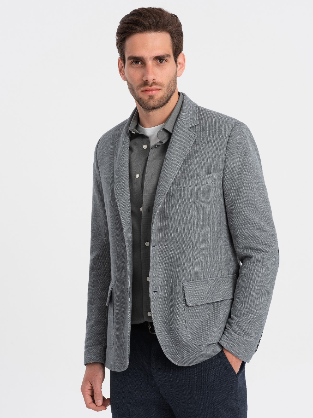 Mens grey blazer with elbow patches sale