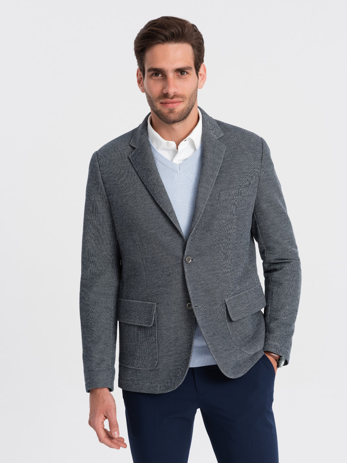 Blue blazer hotsell with elbow patches