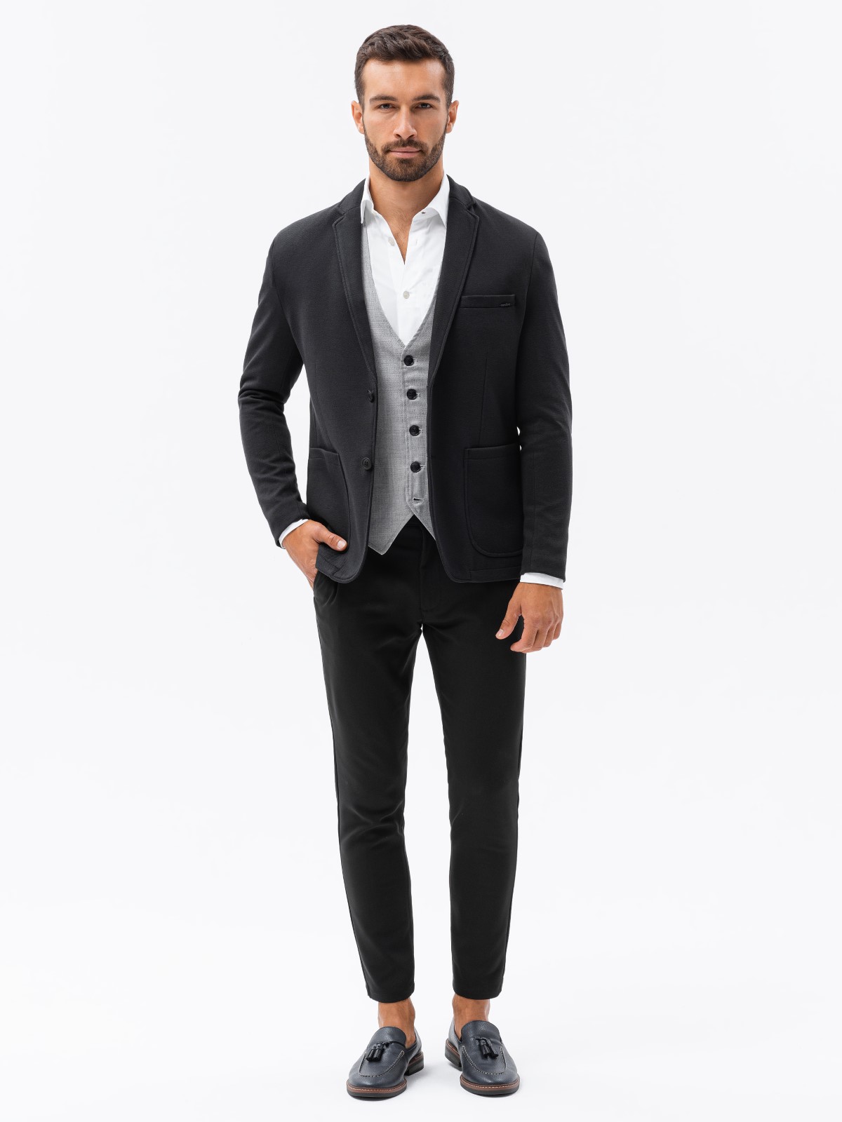 Men's casual blazer jacket M56 - black | Ombre.com - Men's clothing online