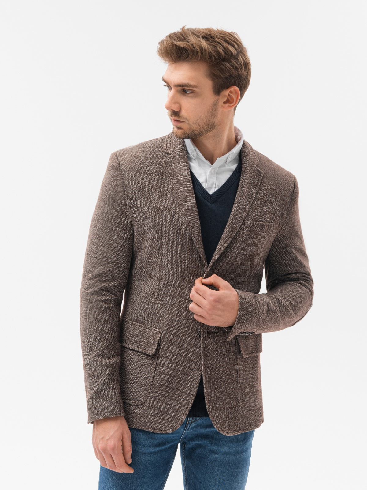 casual brown blazer for men