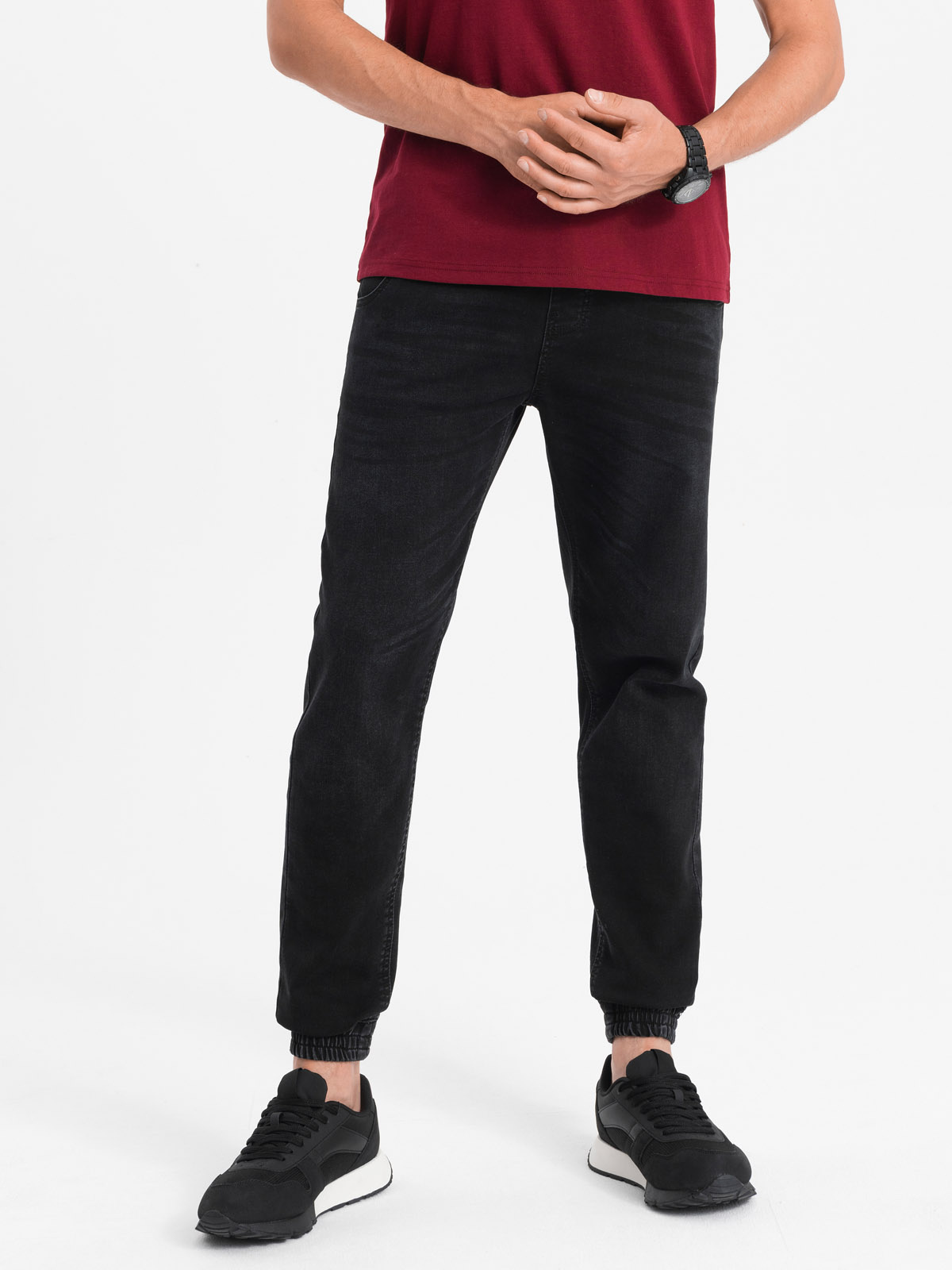 Denim joggers online black