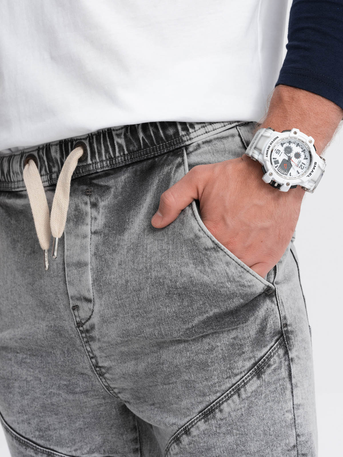 Men's denim shorts - grey W361 | Ombre.com - Men's clothing online