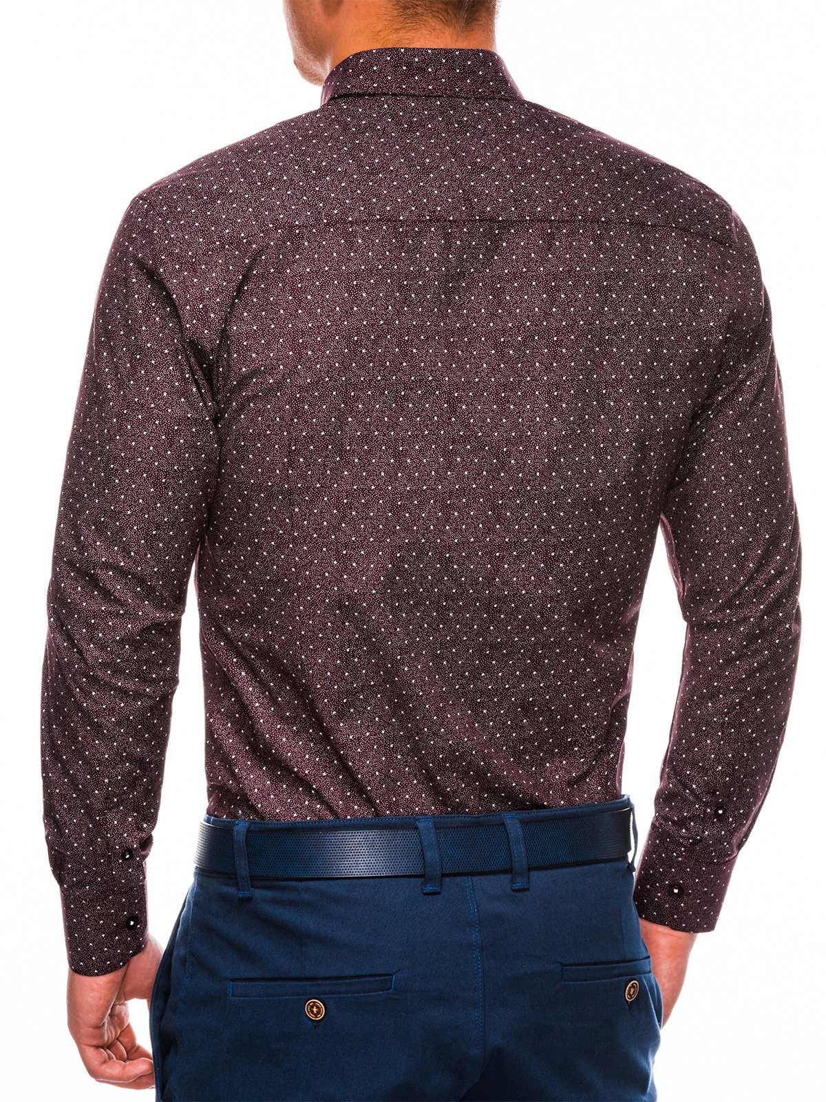 Men's elegant shirt with long sleeves K466 - dark red/white | Ombre.com ...