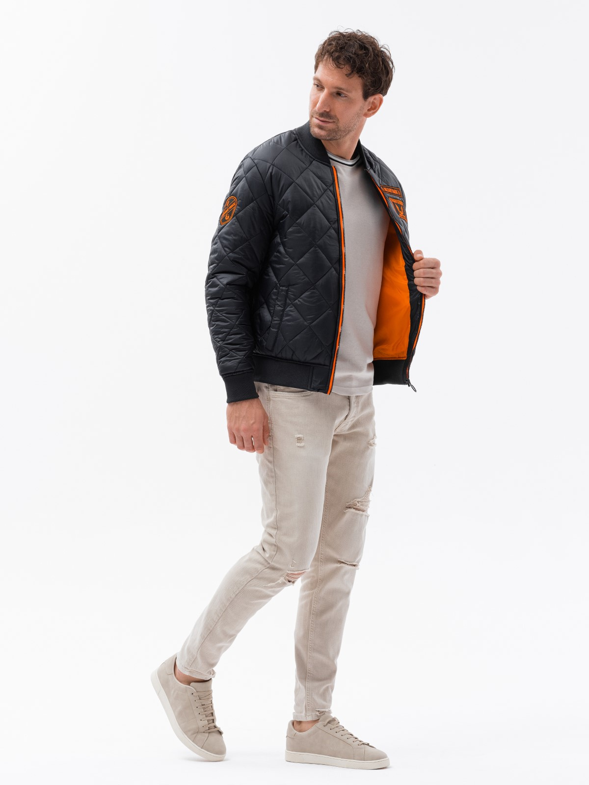 Men's insulated leather on sale jacket