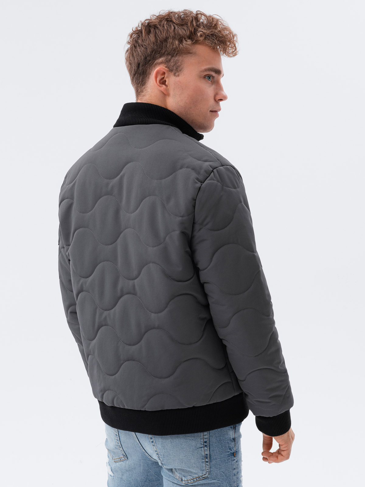 Men's insulated bomber jacket dark grey C515 Men's