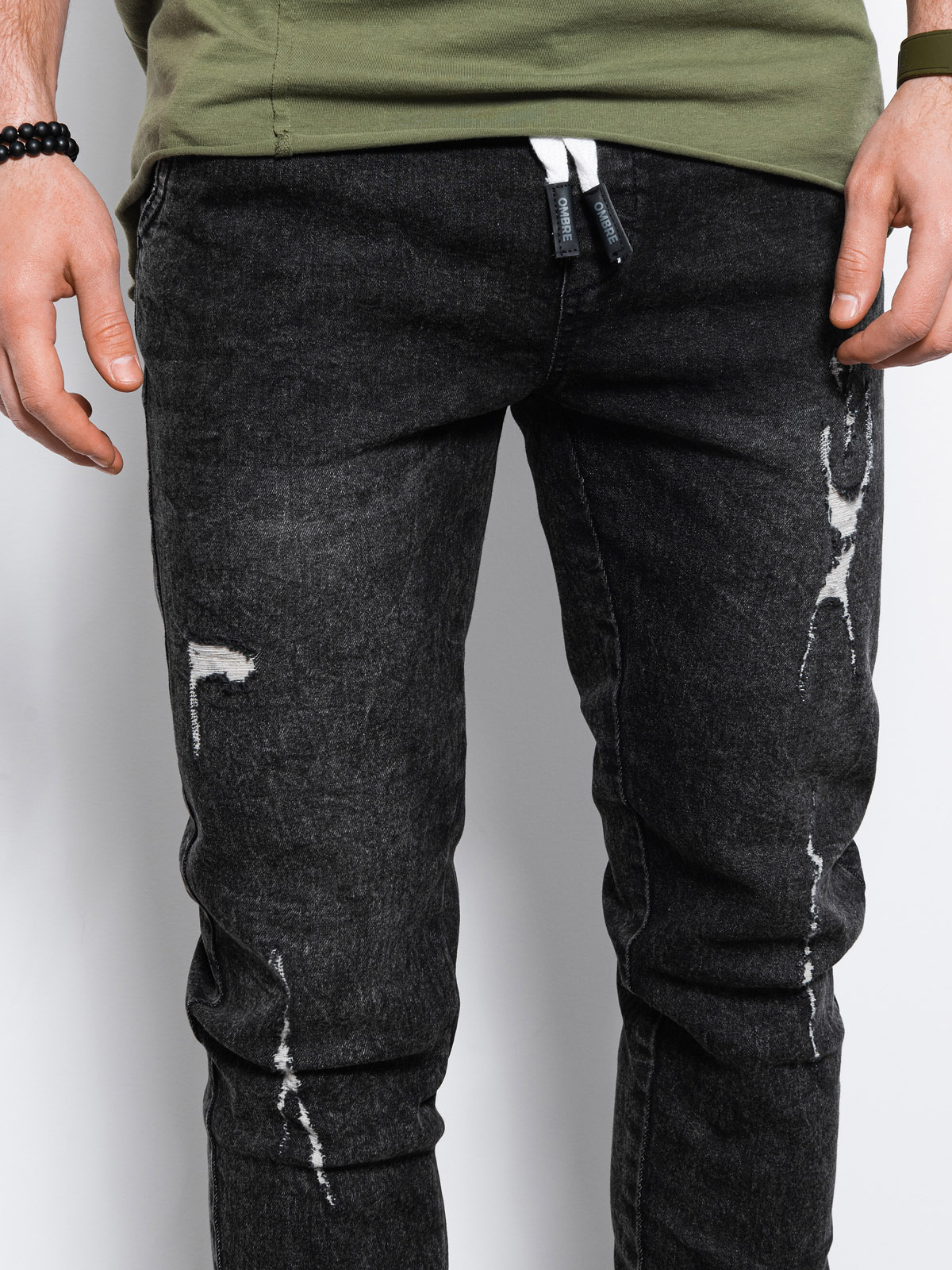 Men's jeans black P1081 Men's clothing online