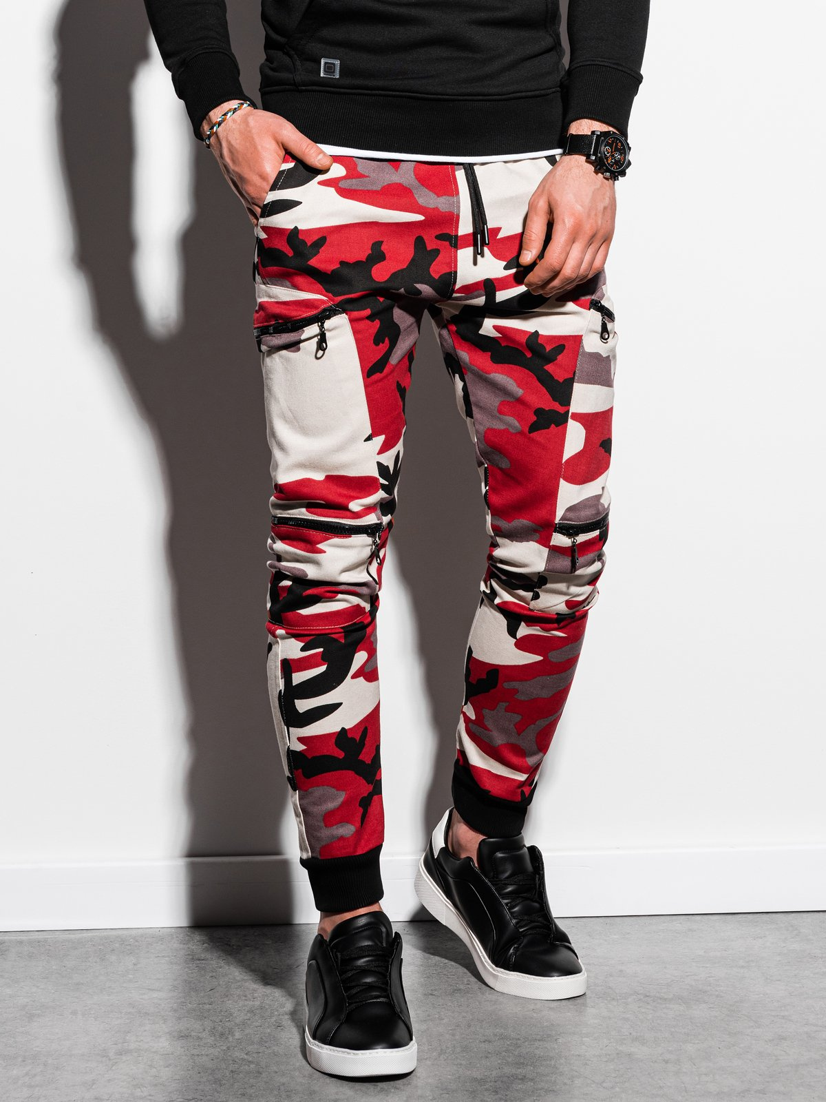 Red on sale camouflage joggers