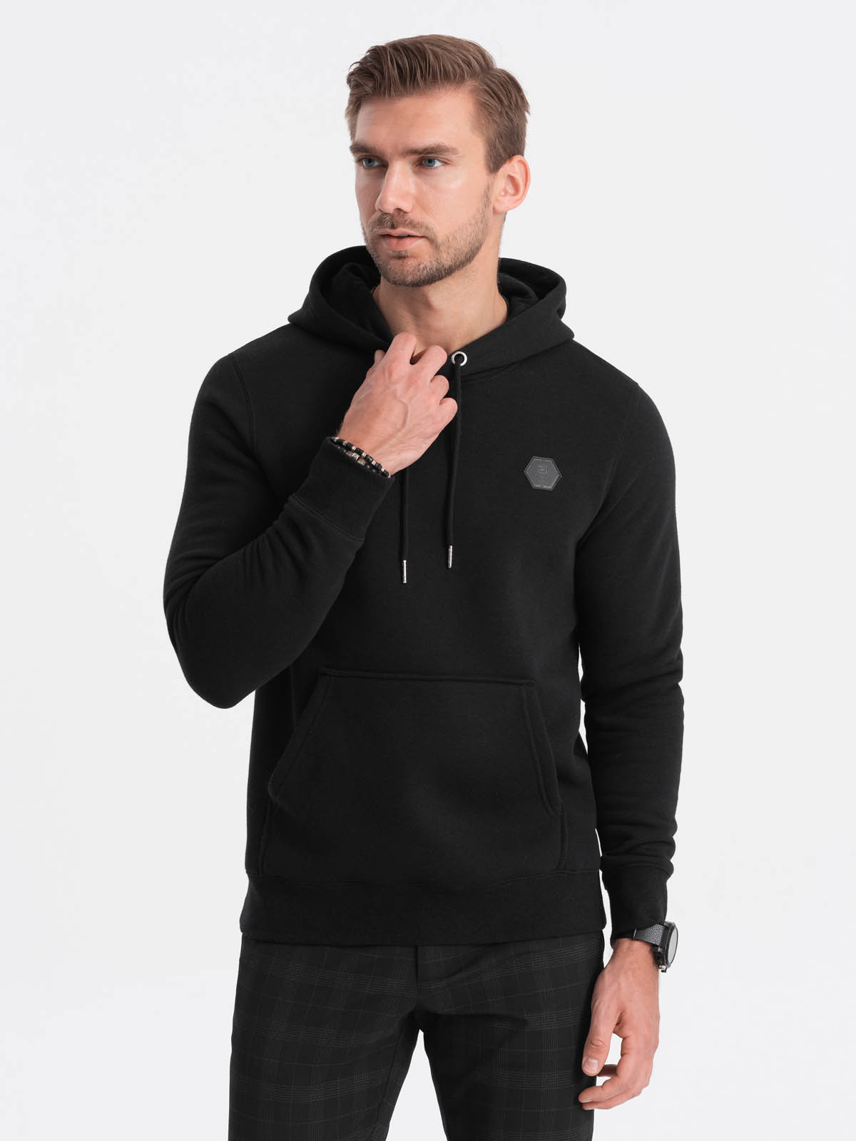 Men's kangaroo hoodie - black V2 OM-SSNZ-0117 | Ombre.com - Men's ...