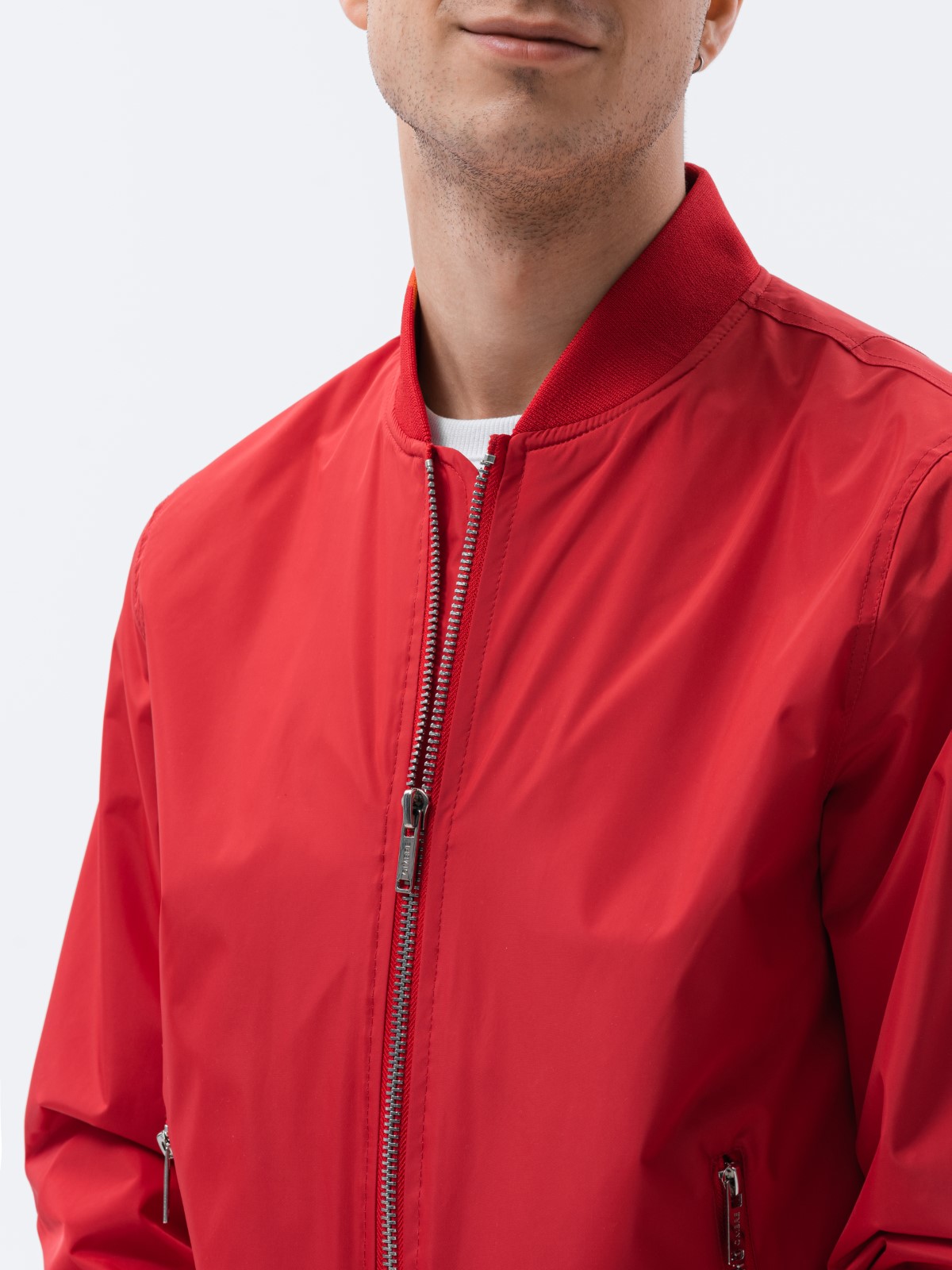 Men's mid-season bomber jacket - red C439