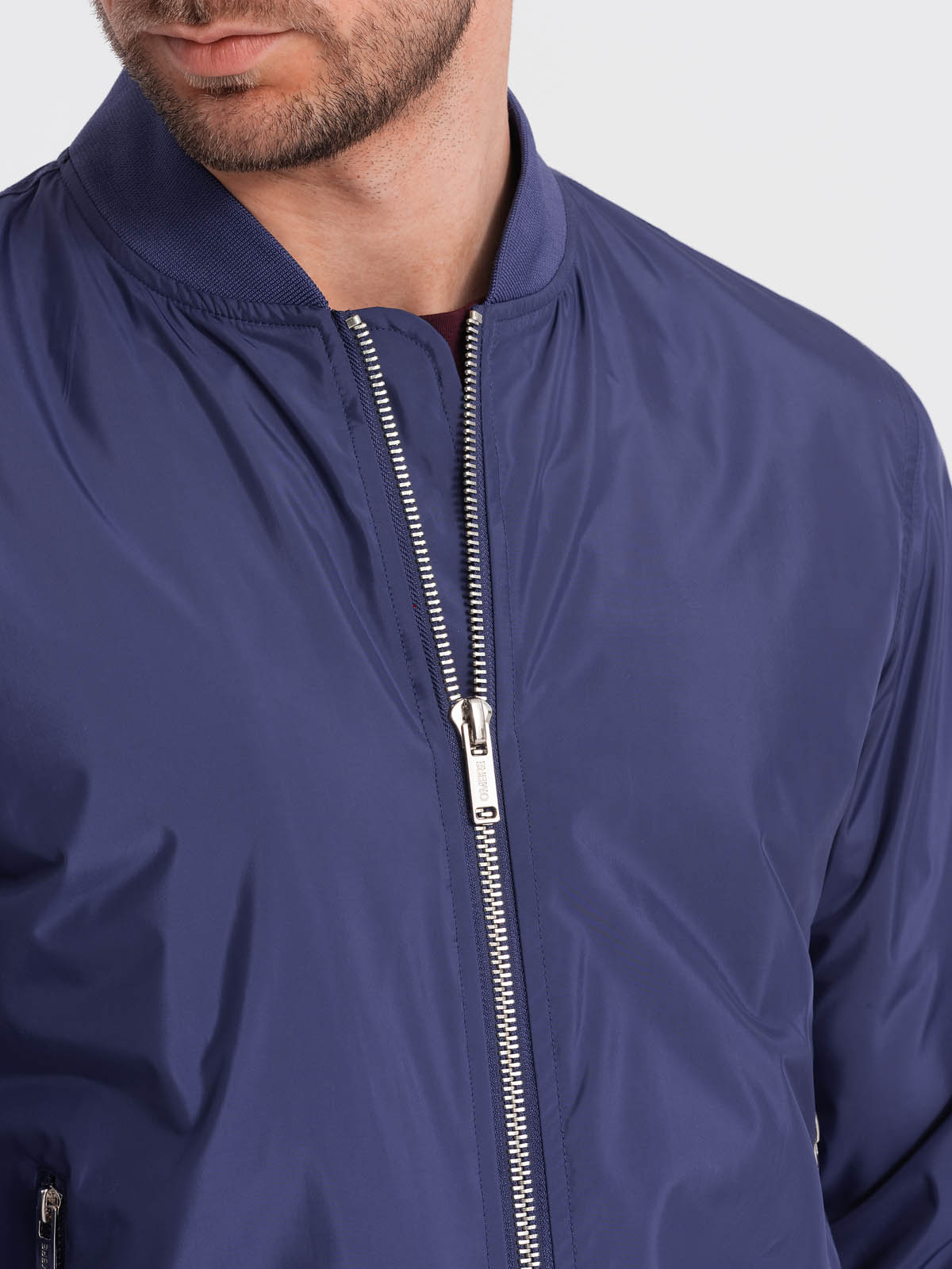 Men's mid-season bomber jacket - light blue C439