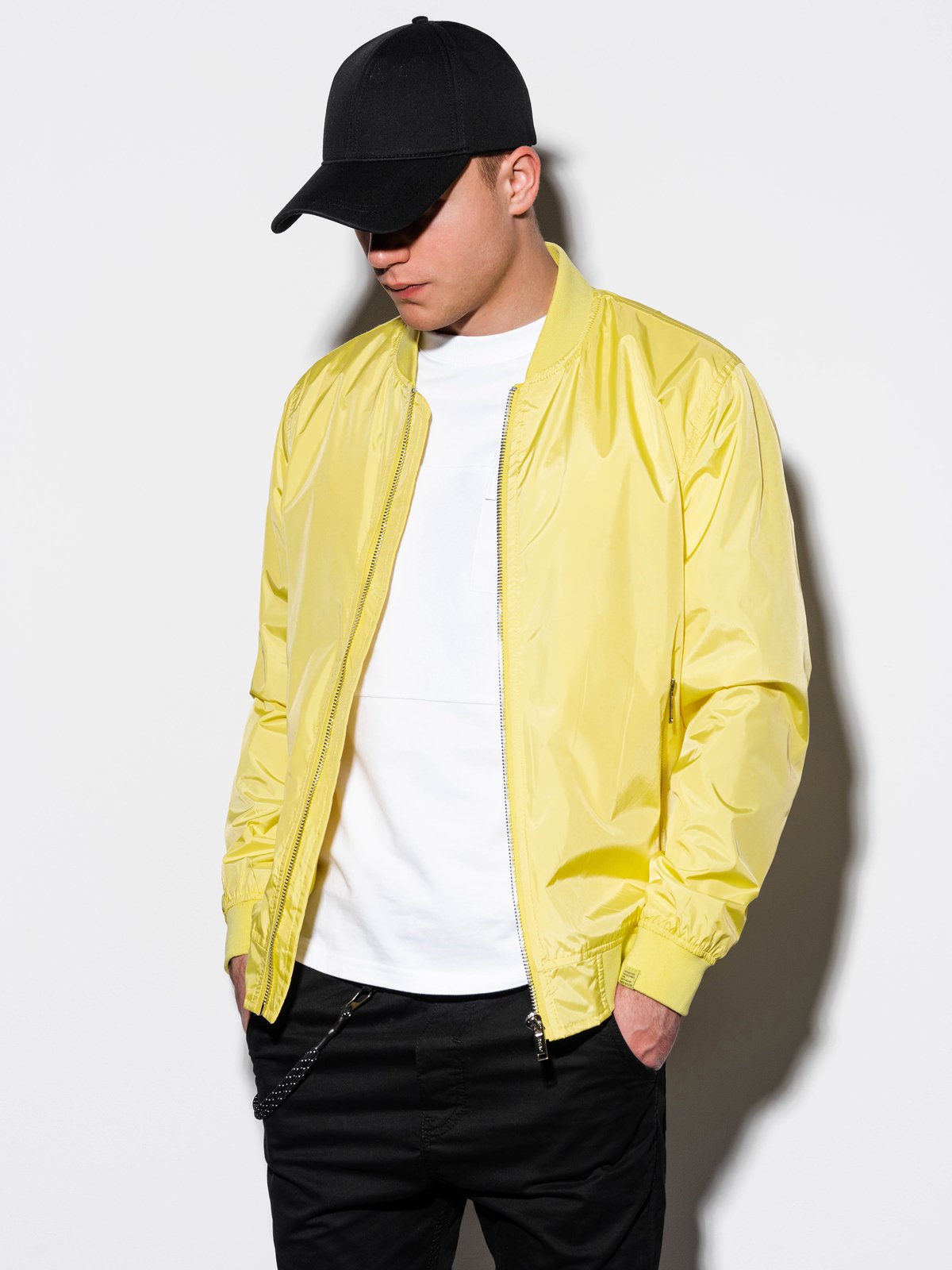 Men's mid-season bomber jacket - yellow C439