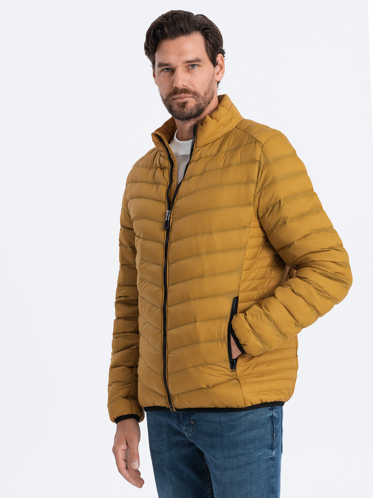 mustard yellow quilted jacket