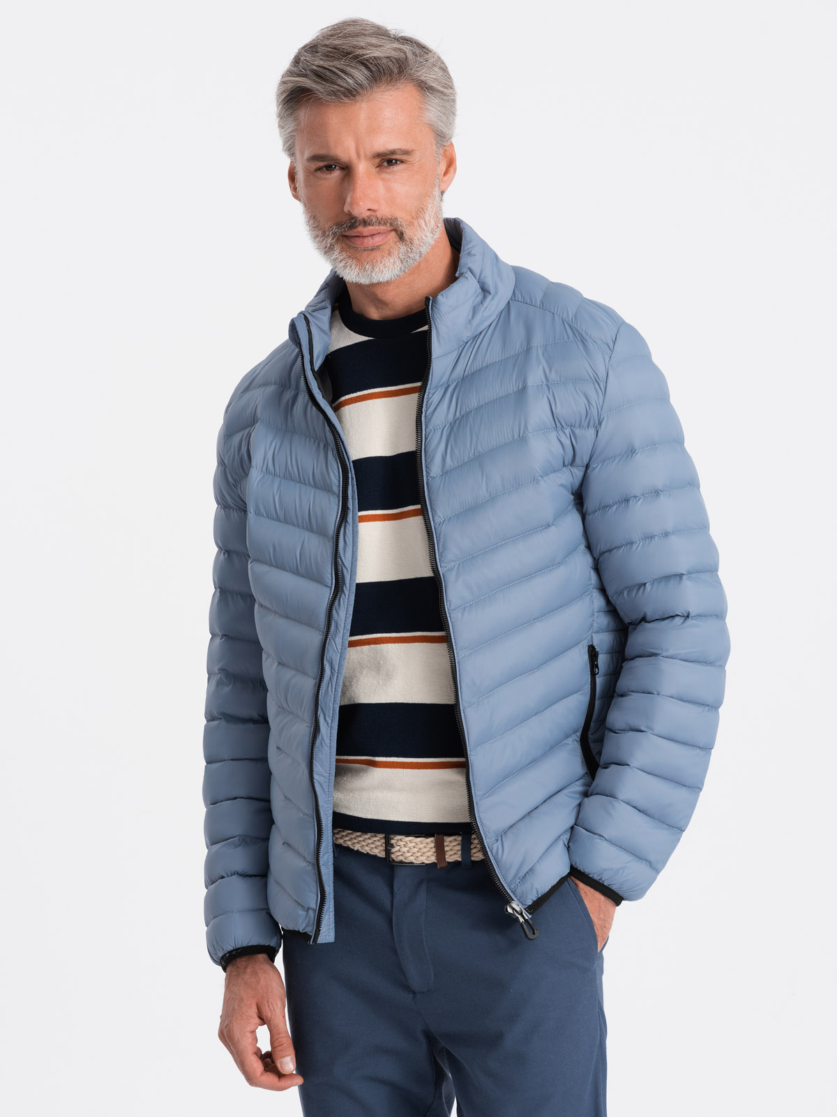 Light blue quilted on sale jacket