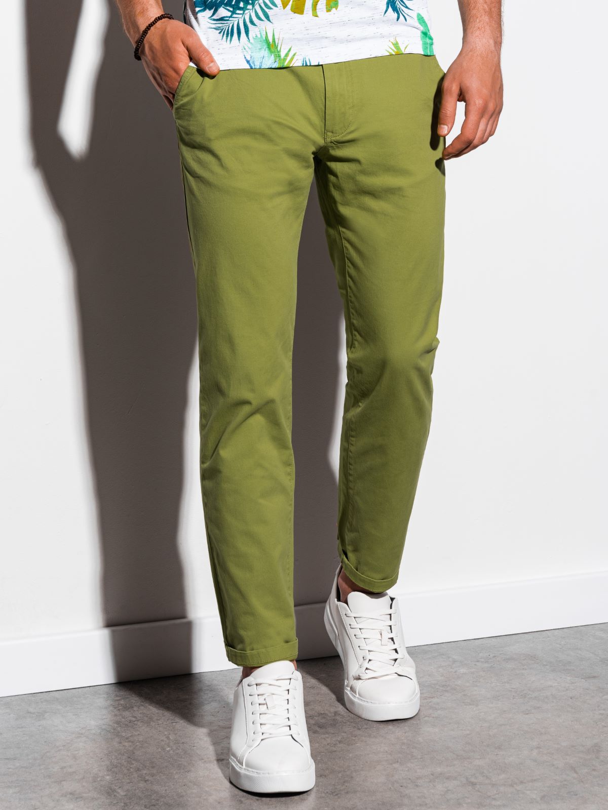 Men's pants chinos - green P894