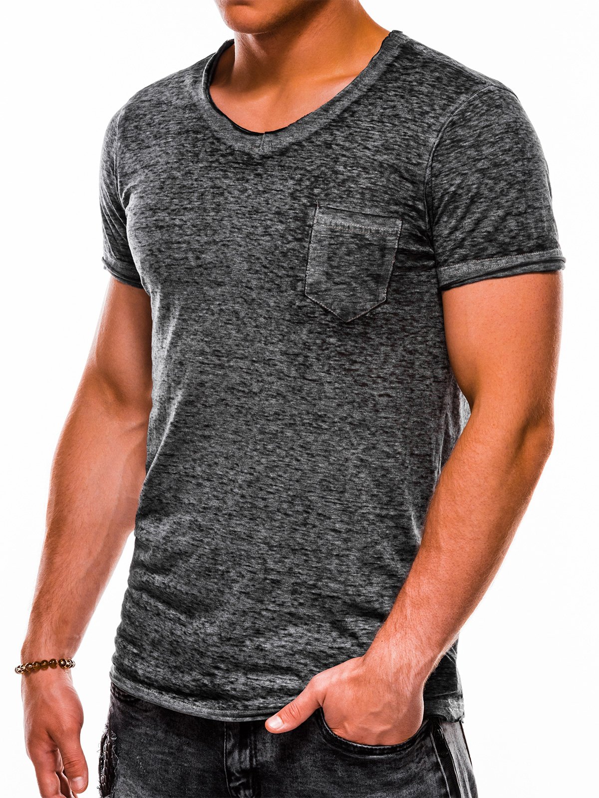 Men's plain t-shirt - grey S1051 | Ombre.com - Men's clothing online