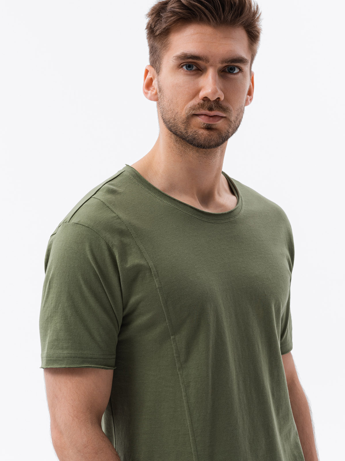 Men's plain t-shirt - khaki S1378 | Ombre.com - Men's clothing online