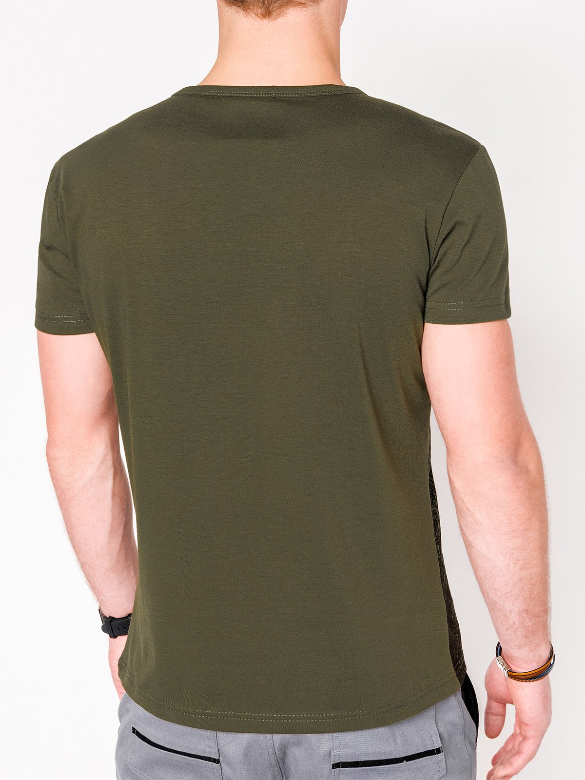 Men's printed t-shirt - khaki S1062 | Ombre.com - Men's clothing online