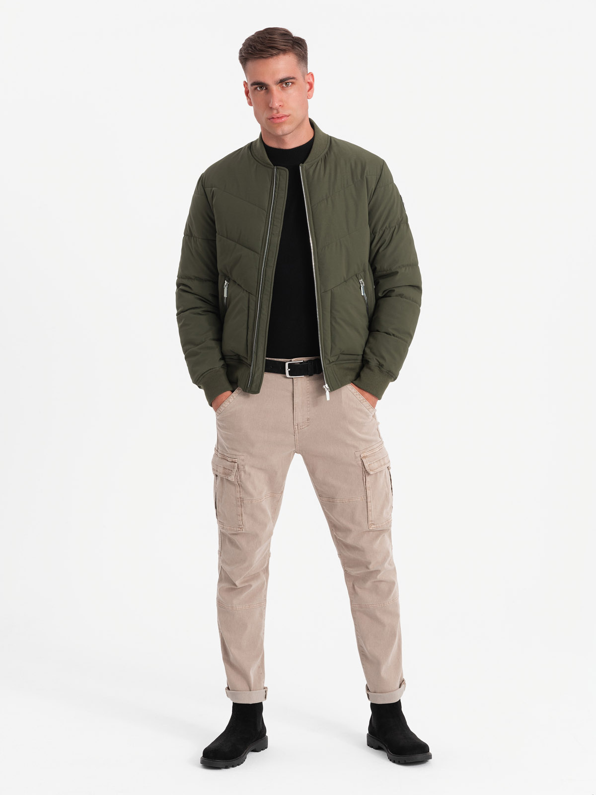 Quilted down cheap bomber jacket