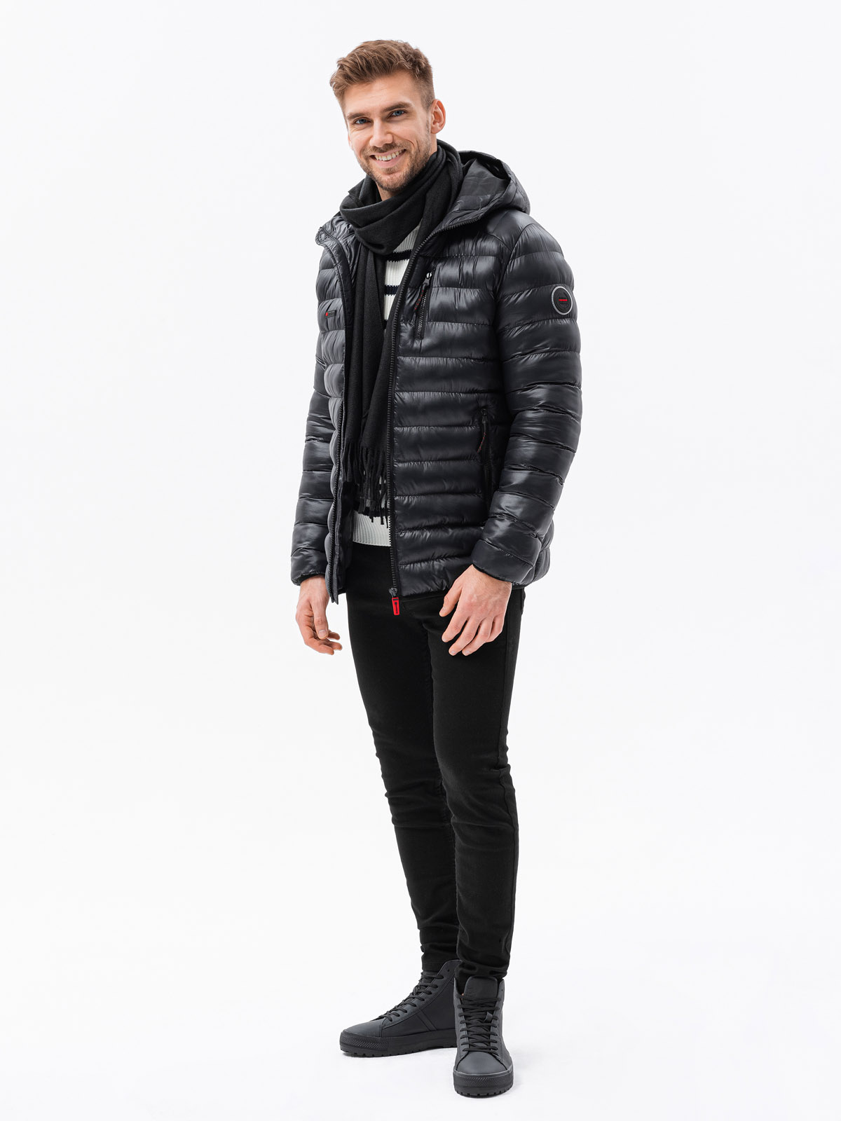 Quilted jacket store with hoodie