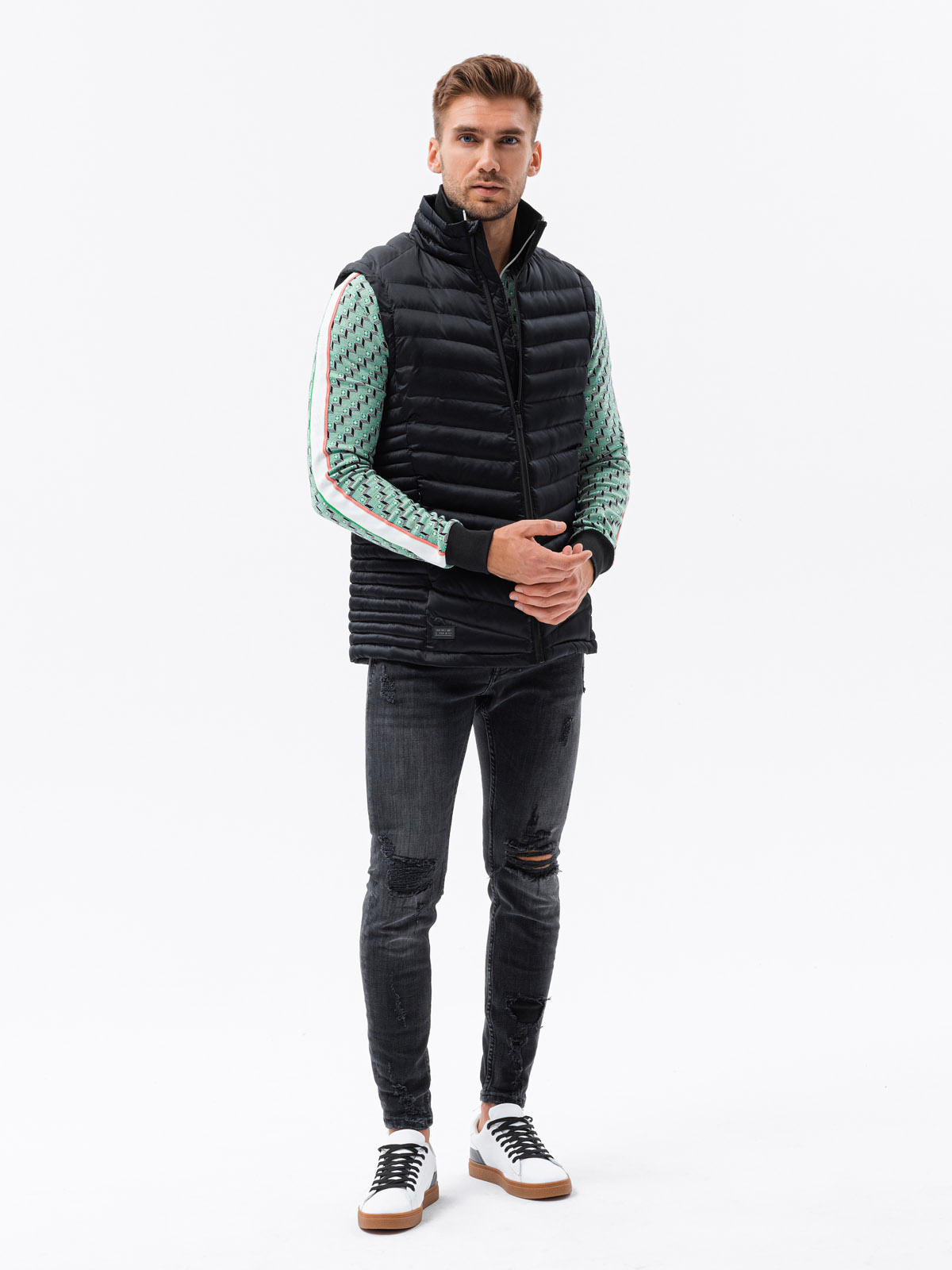 Men's quilted vest black V54 Men's clothing online