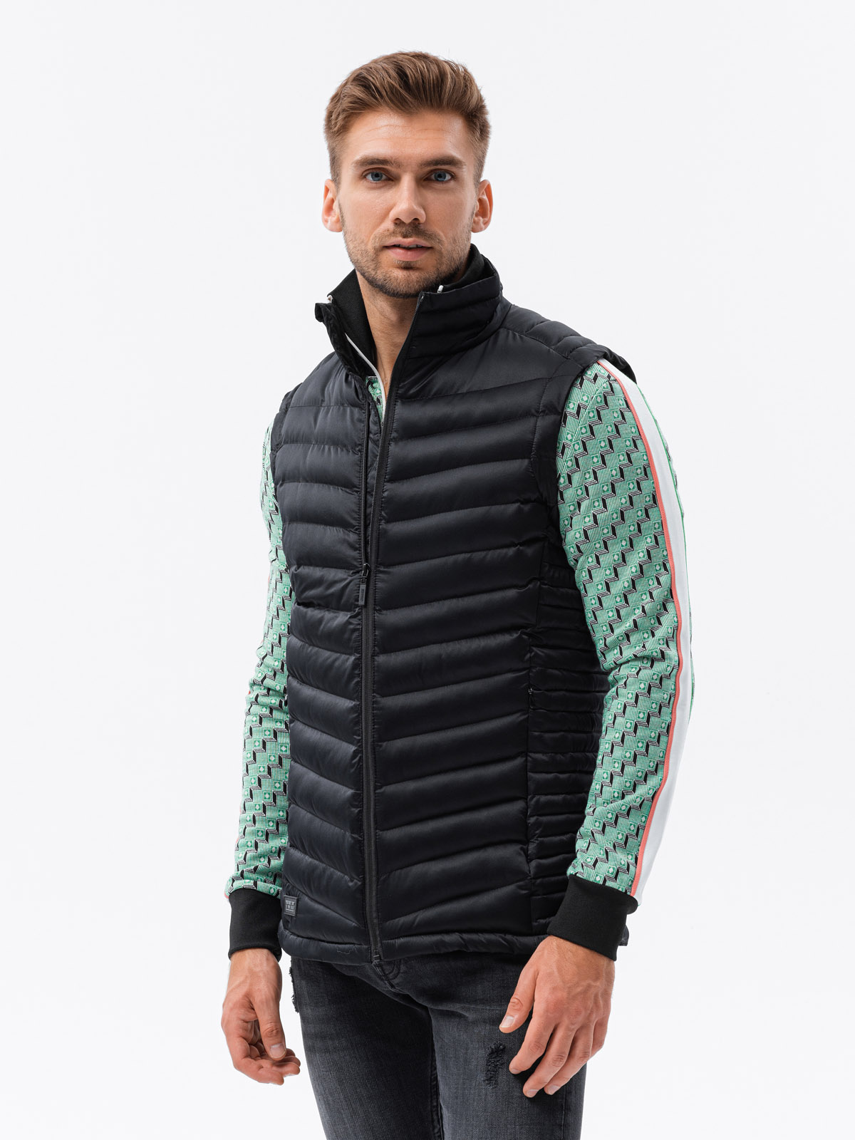 Men's quilted vest black V54 Men's clothing online