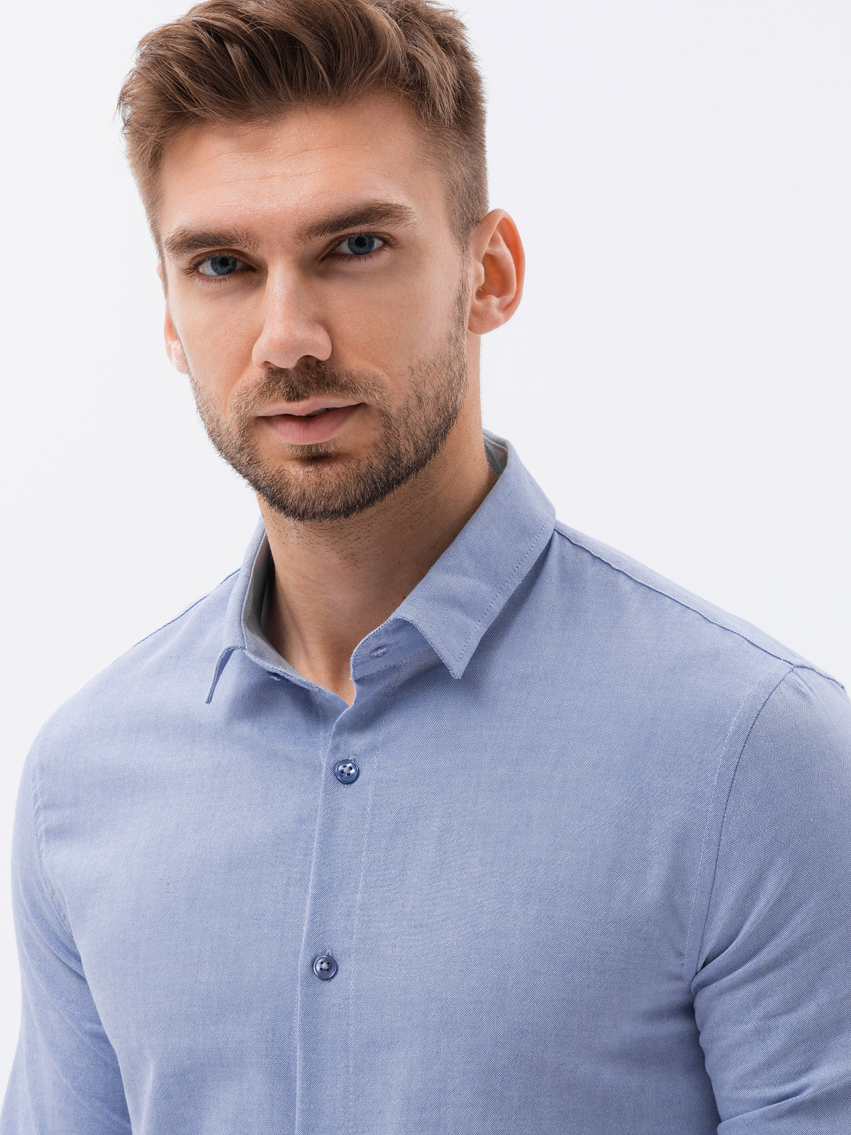 Men's shirt with long sleeves SLIM FIT blue K642 Men's