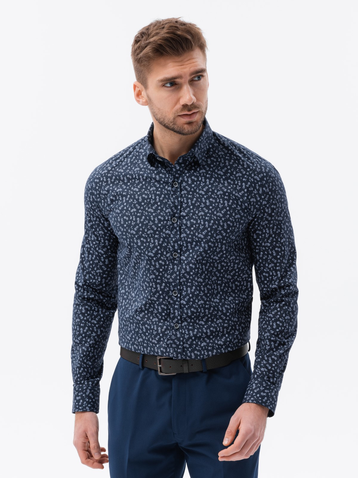 Men's shirt with long sleeves navy K627 Men's clothing