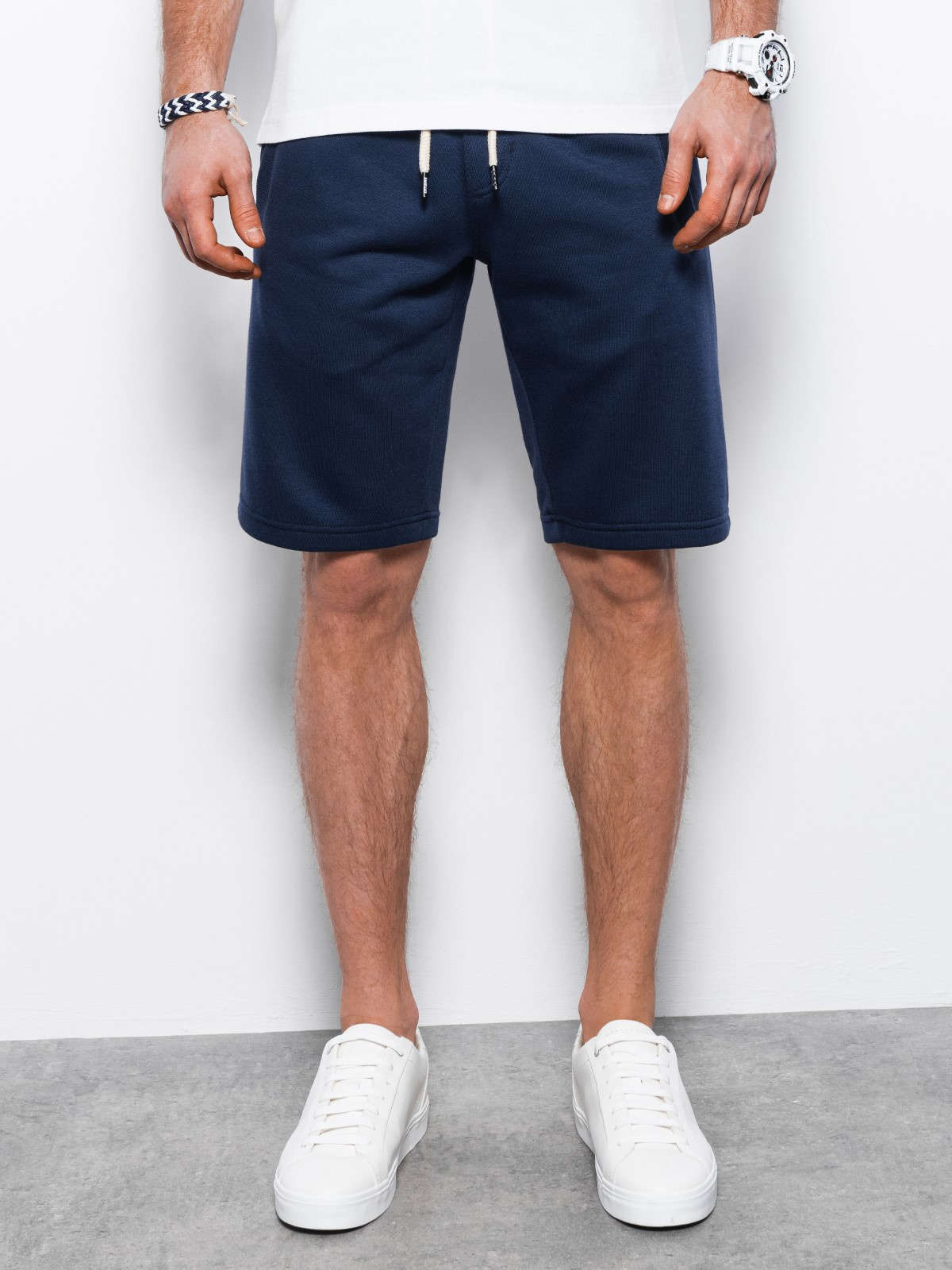 Men's short shorts with pockets navy blue V12 OMSRBS0109 Ombre
