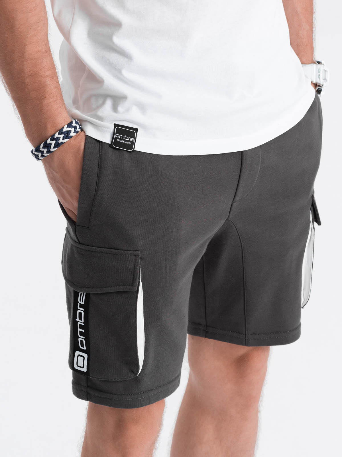 Men's shorts with cargo pockets dark grey V2 OMSRSK0106