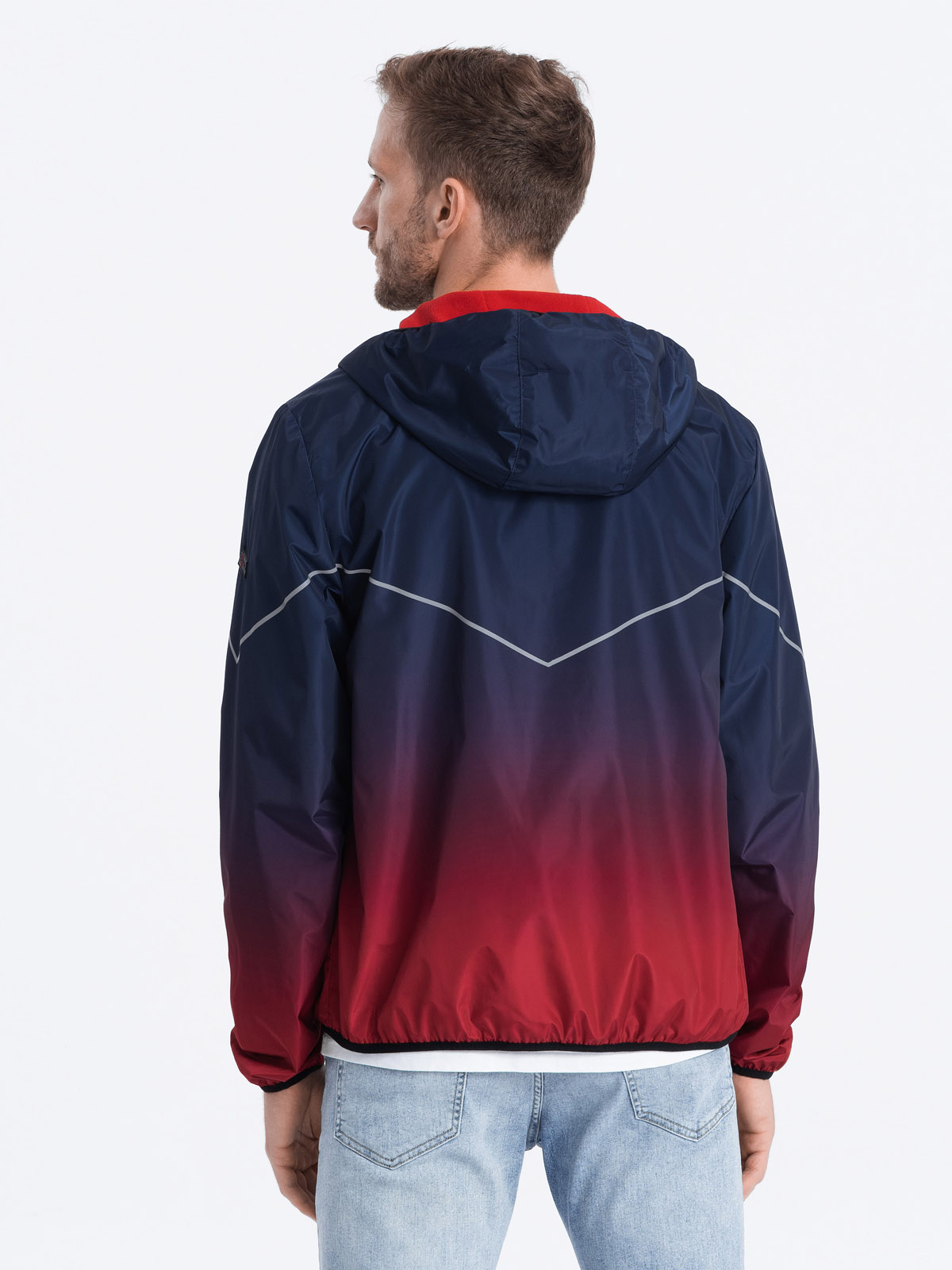 Red and navy blue on sale windbreaker