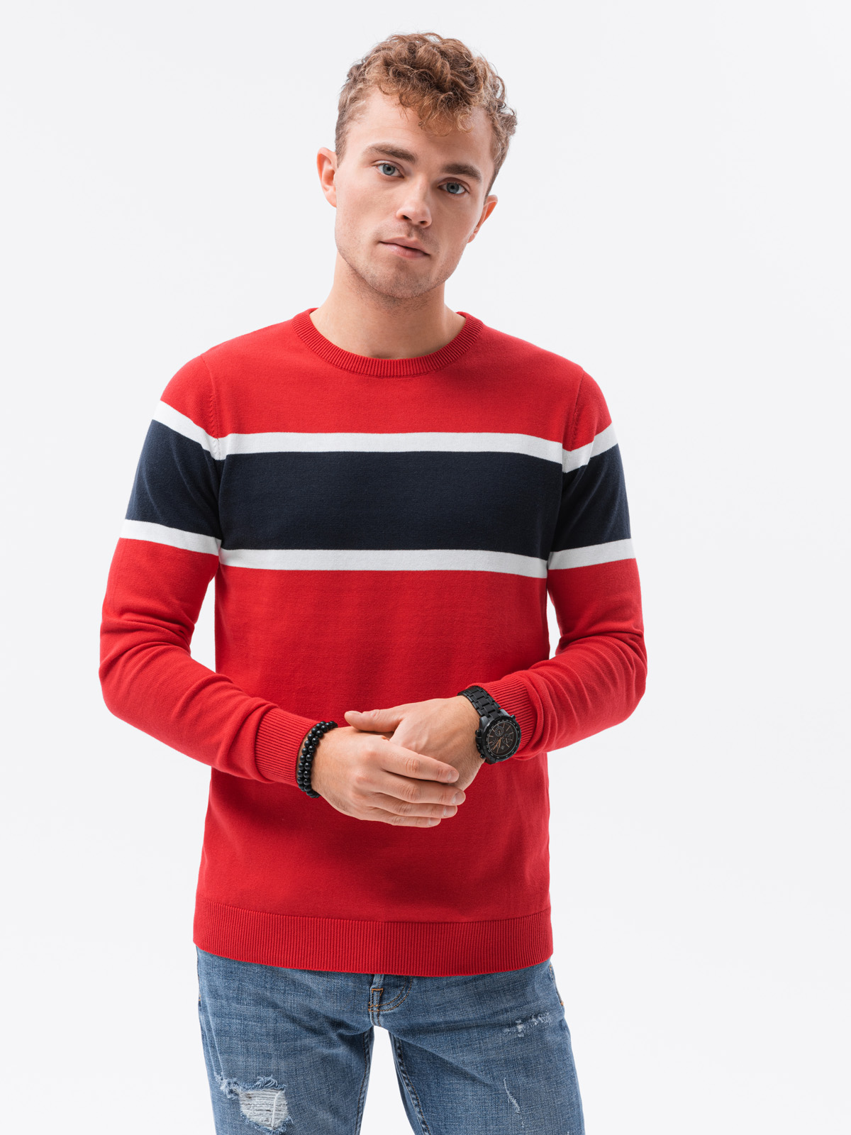 Men's sweater - red E190 | Ombre.com - Men's clothing online