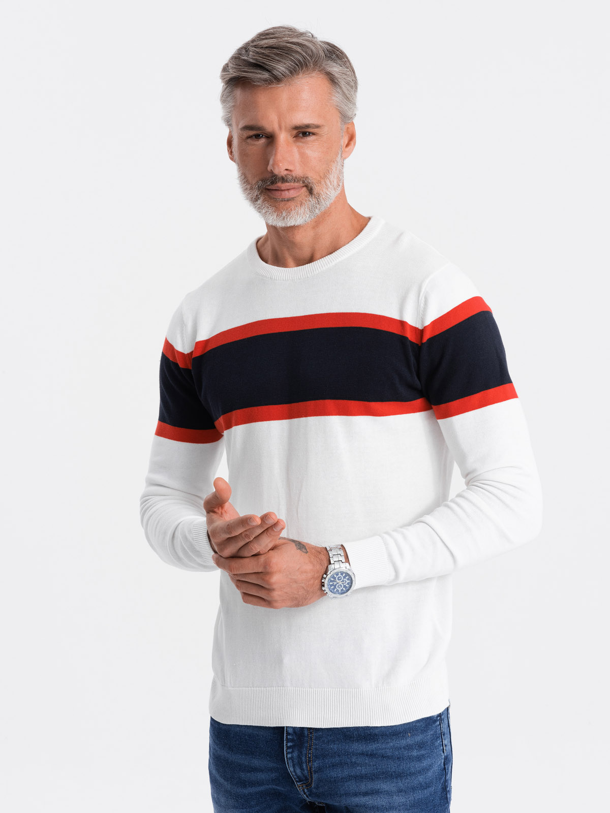 Men's sweater white E190 Men's clothing online