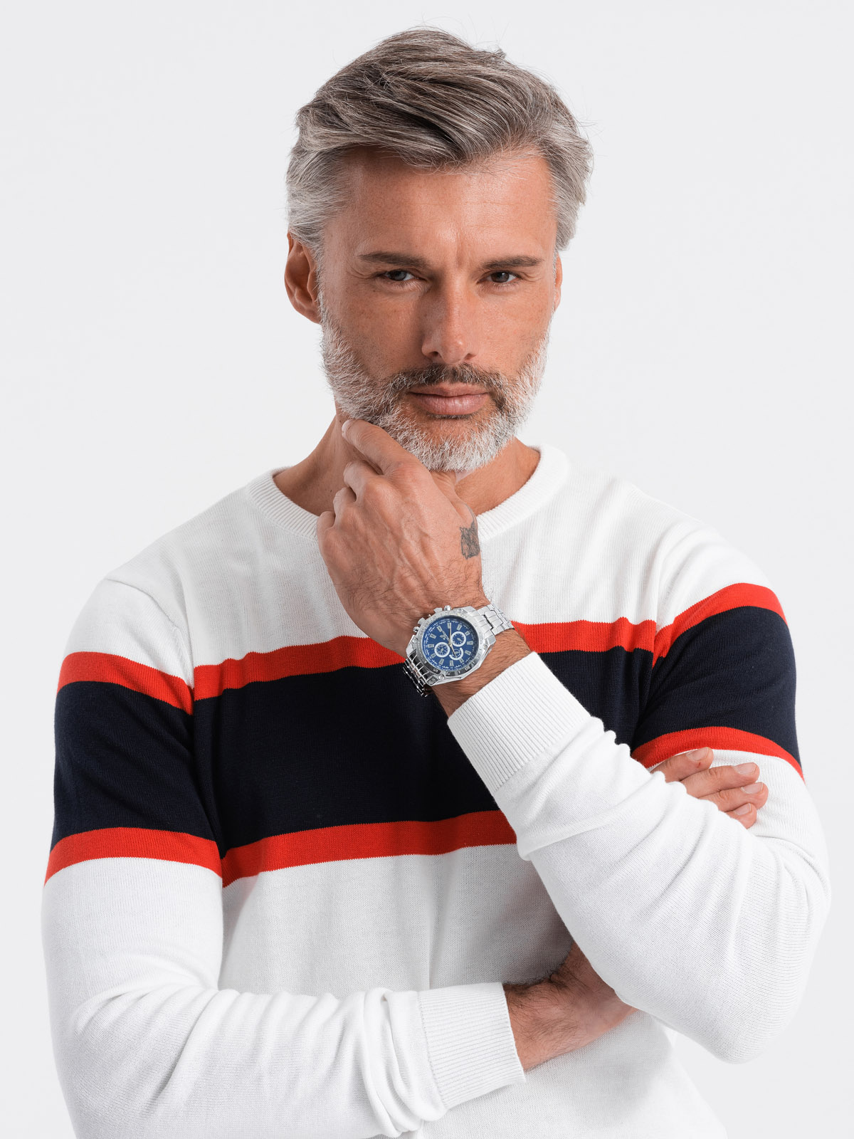 Men's sweater white E190 Men's clothing online