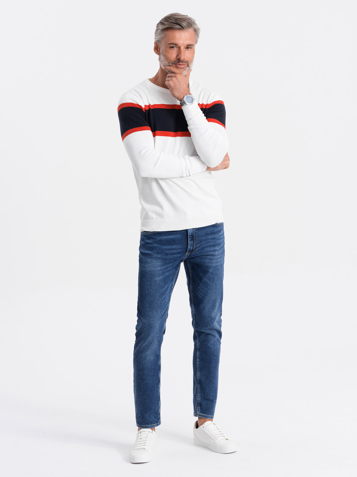 Men's sweater white E190 Men's clothing online